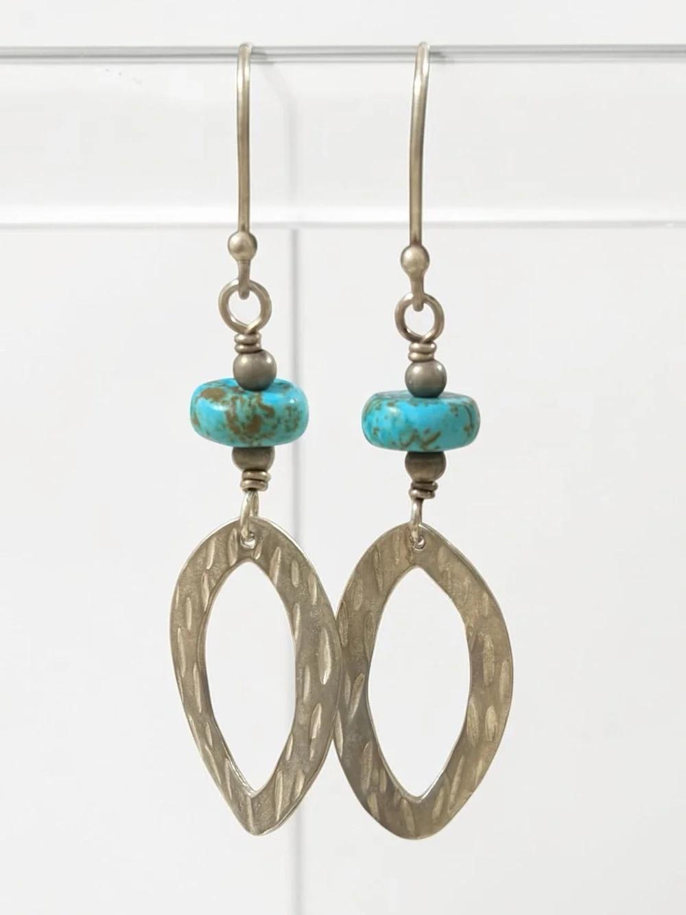 Silpada Sterling Turquoise Bead Drop Earrings with Etched Silver - Picture 1 of 5